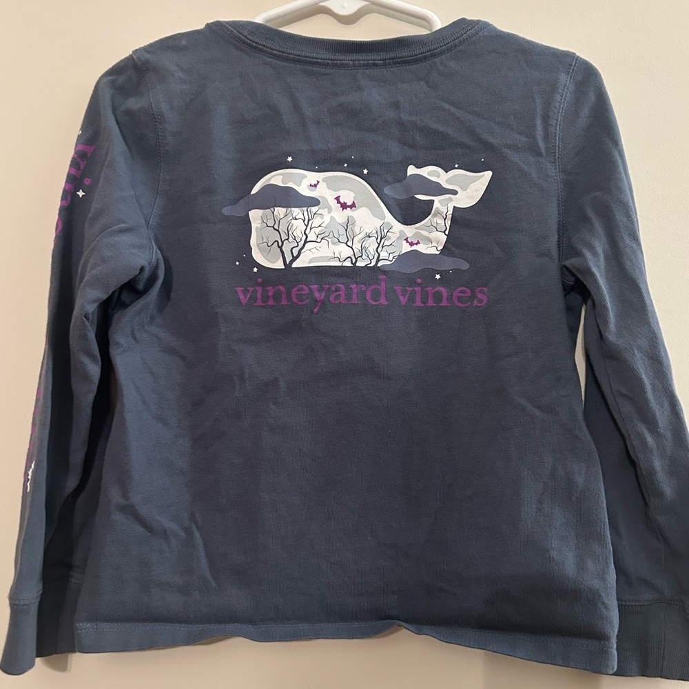Vineyard Vines Kids 3T Navy & Purple Spooky Whale Long Sleeve T Shirt Halloween
